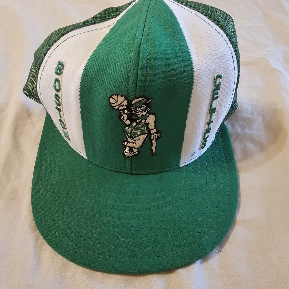Boston Celtics AJD Lucky Stripes Vintage 80's Trucker Snapback Cap Hat